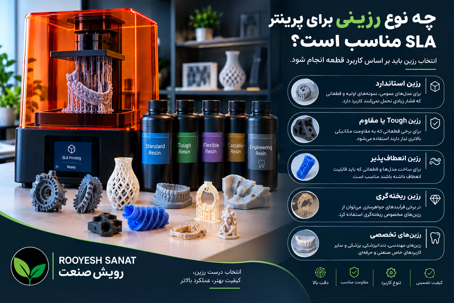 چه نوع رزینی برای پرینتر sla مناسب است؟
