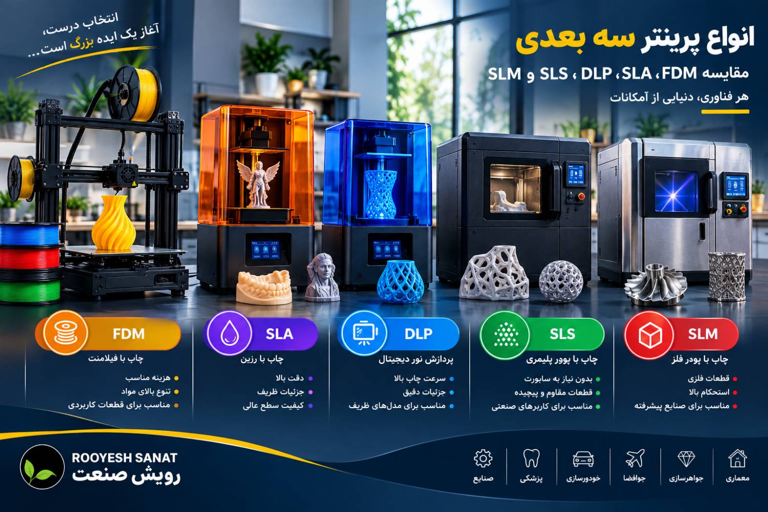 انواع پرینتر سه بعدی و مقایسه جزئی