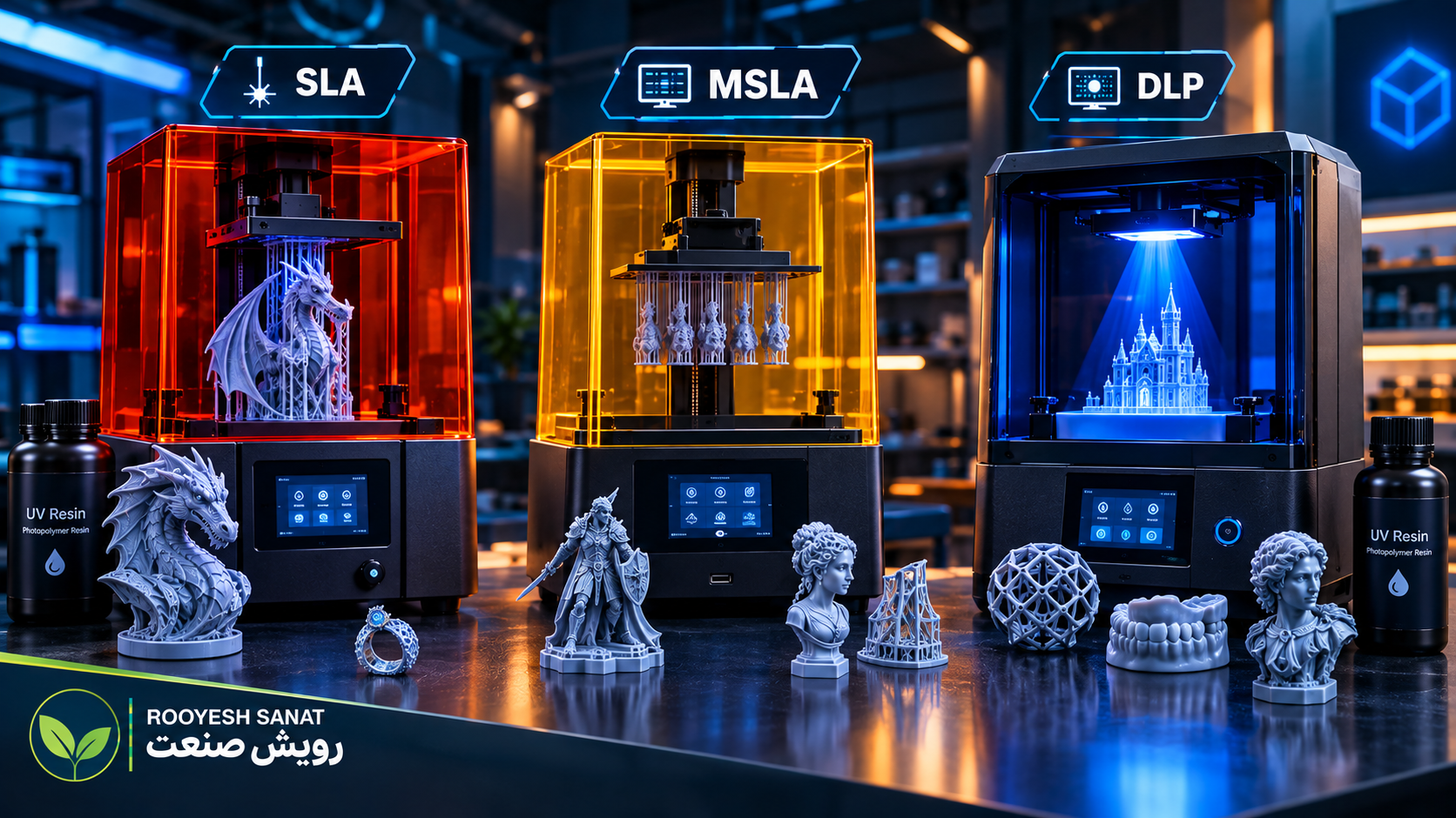 پرینتر 3 بعدی رزینی چیست؟ بررسی SLA، MSLA و DLP