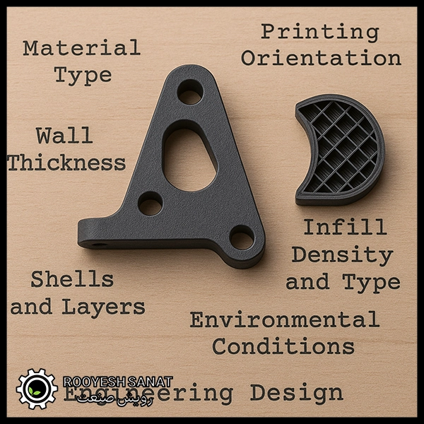 نمونه قطعه پرینت سهبعدی و اینفیل برای نمایش عوامل مؤثر بر مقاومت
